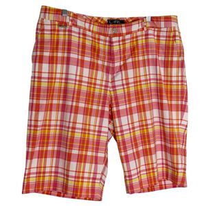 LRL Lauren Ralph Lauren Active Womens Shorts Plaid Pink Orange 16W bv